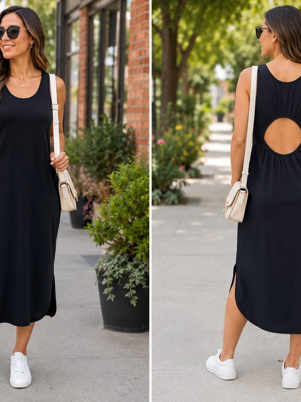 Lululemon Black Open Back Midi Dress Cotton Blend – Approx. Size 6
